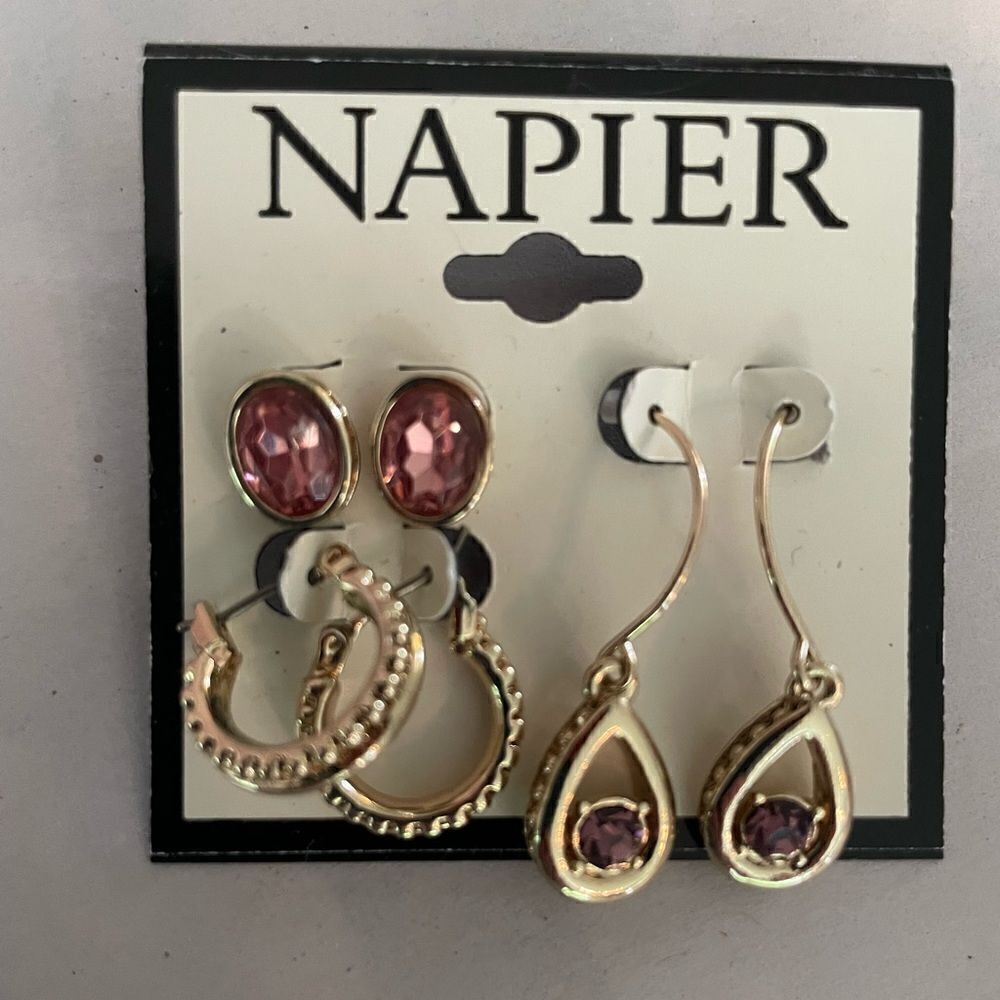 Napier Yellow Gold Toned Jewelry with Pink Stones